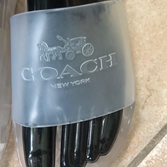 Coach Women's Clear Monogram Open Toe Transparent Slip On Flat Slide Sandals - Picture 3 of 9